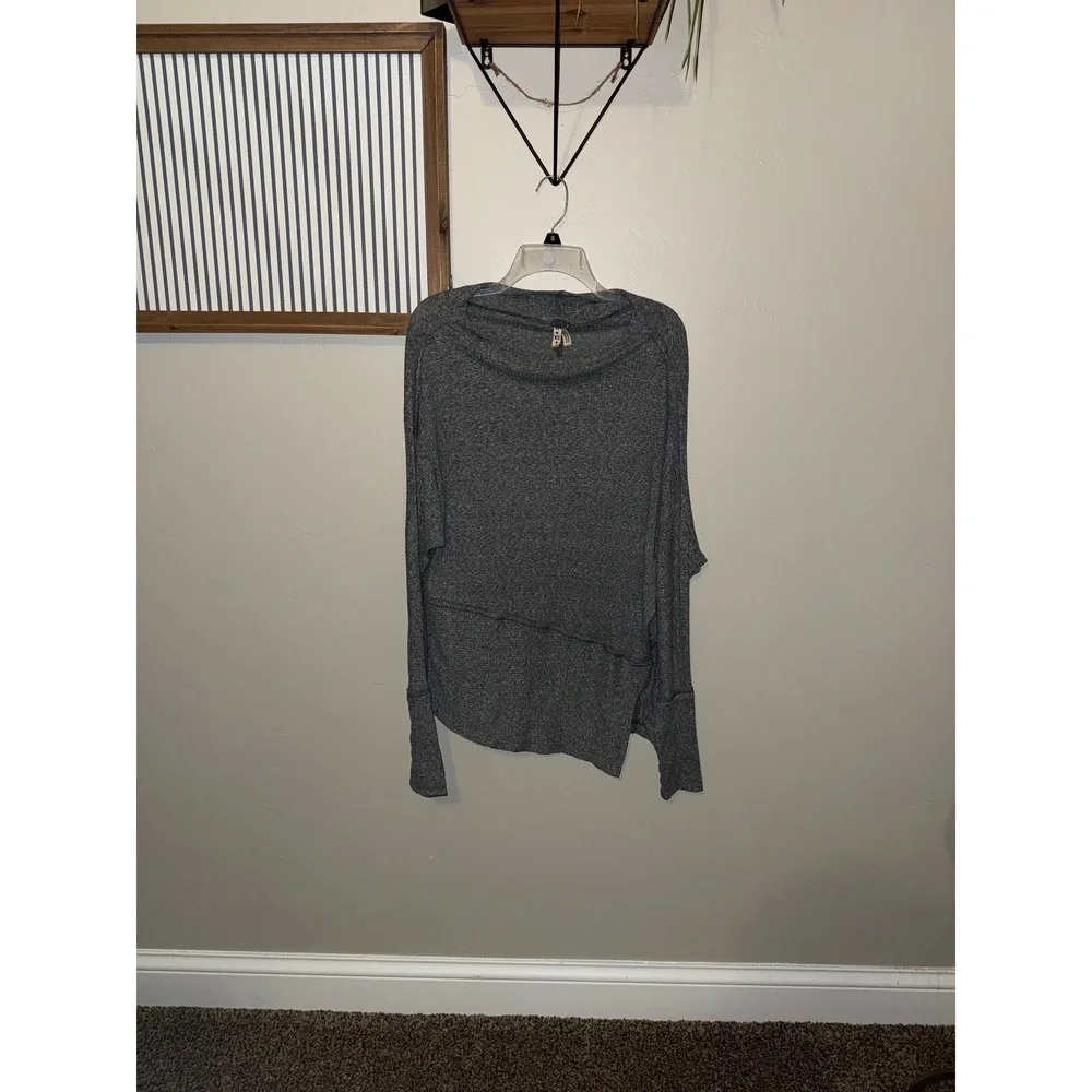Free People We The Free‎ Gray Heathered Thermal Boat Neck Top XS